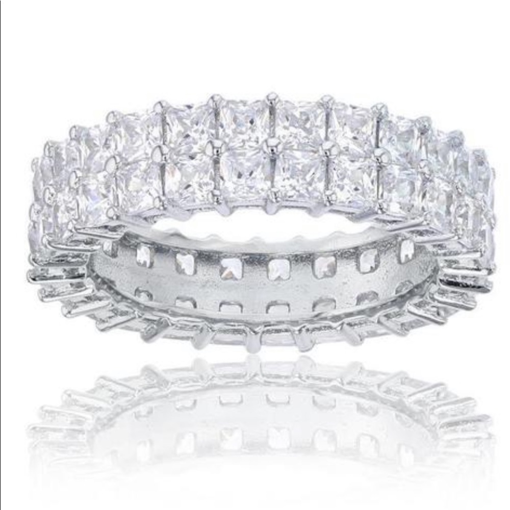 Double row princess cut ring